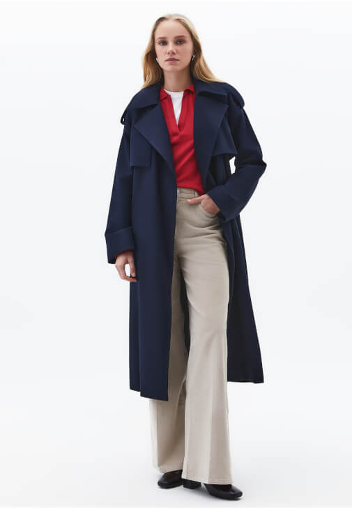 Bej Wide-Leg Kadife Pantolon