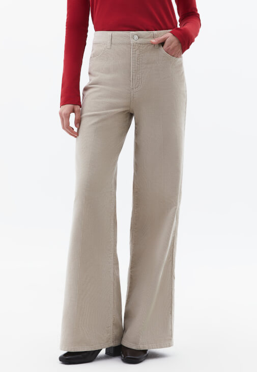 Wide-Leg Pantolon ve Trençkot Kombini