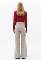 Bayan Bej Wide-Leg Kadife Pantolon