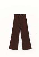 Bayan Kahverengi Wide-Leg Kadife Pantolon
