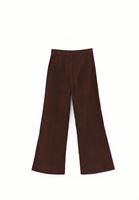 Bayan Kahverengi Wide-Leg Kadife Pantolon