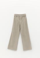 Bayan Bej Wide-Leg Kadife Pantolon