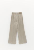 Bayan Bej Wide-Leg Kadife Pantolon