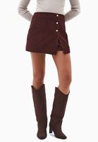 Bayan Kahverengi Kadife Şort Etek