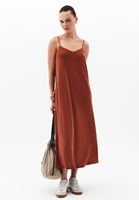 Women Brick Modal Midi Dress with Pockets