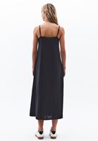 Women Black Modal Midi Dress with Pockets