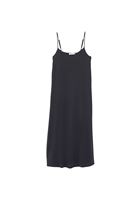 Women Black Modal Midi Dress with Pockets