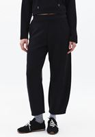 Bayan Siyah Modal Barrel-Fit Pantolon