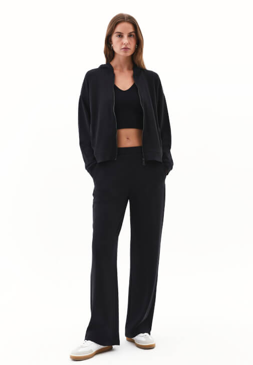 Siyah Modal Straight-Fit Pantolon