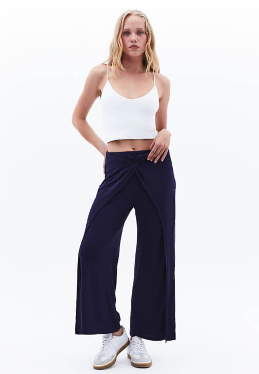 Lacivert Modal Orta Bel Culotte Pantolon