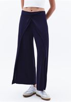 Bayan Lacivert Modal Orta Bel Culotte Pantolon