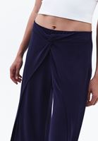 Bayan Lacivert Modal Orta Bel Culotte Pantolon