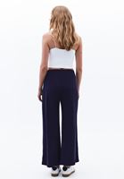 Bayan Lacivert Modal Orta Bel Culotte Pantolon