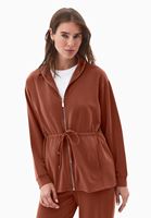 Bayan Kiremit Modal Fermuarlı Sweatshirt