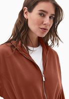 Bayan Kiremit Modal Fermuarlı Sweatshirt