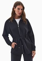 Bayan Siyah Modal Fermuarlı Sweatshirt