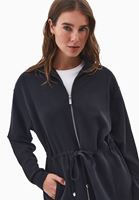 Bayan Siyah Modal Fermuarlı Sweatshirt