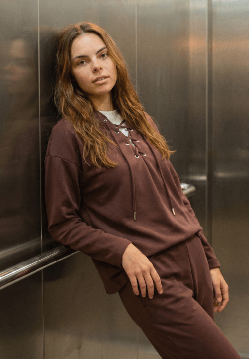 Kahverengi Modal Kapüşonlu Sweatshirt