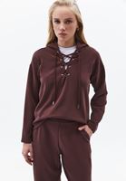 Bayan Kahverengi Modal Kapüşonlu Sweatshirt