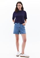 Bayan Lacivert Modal Sıfır Yaka Tişört