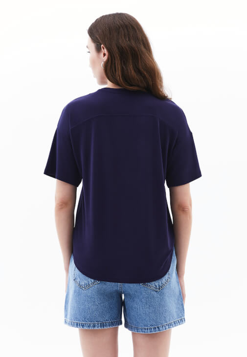 Modal Sıfır Yaka Tişört ve Şort Kombini