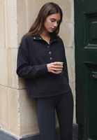 Bayan Siyah Modal Çıtçıt Detaylı Sweatshirt