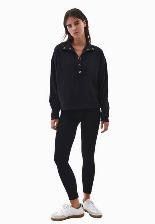 Modal Çıtçıtlı Sweatshirt ve Tayt Kombini