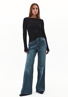 Bayan Siyah Bot Yaka Dantelli Bluz