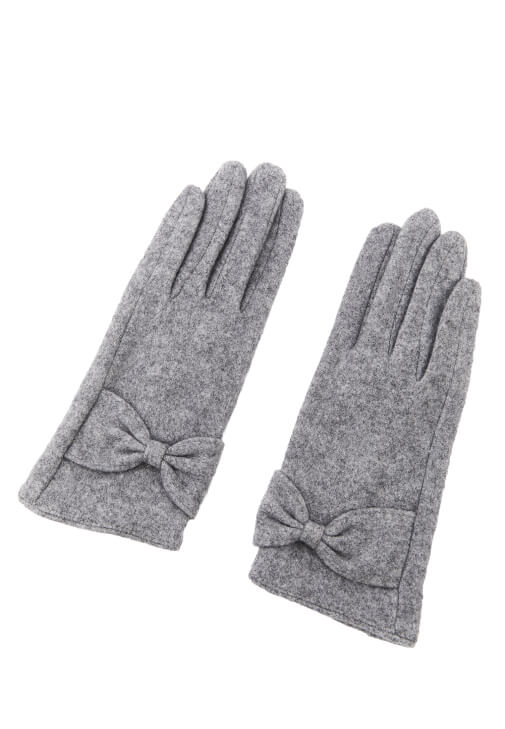 Gri Kurdele Detaylı Eldiven