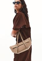 Bayan Bej Askılı Süet Omuz Çantası 