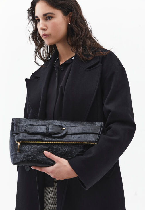 Siyah Crocodile Dokulu El Çantası