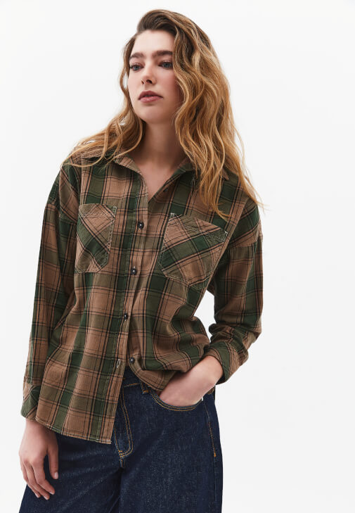 Çok Renkli Yıkamalı Oversize Gömlek