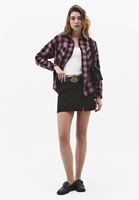 Bayan Çok Renkli Ekoseli Oversize Gömlek