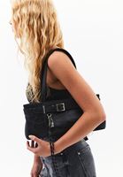 Bayan Siyah Aksesuarlı Baget Çanta