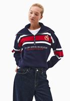 Bayan Çok Renkli Polo Yaka Fermuarlı Kazak