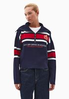 Bayan Çok Renkli Polo Yaka Fermuarlı Kazak