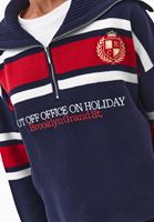 Bayan Çok Renkli Polo Yaka Fermuarlı Kazak