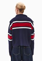 Bayan Çok Renkli Polo Yaka Fermuarlı Kazak