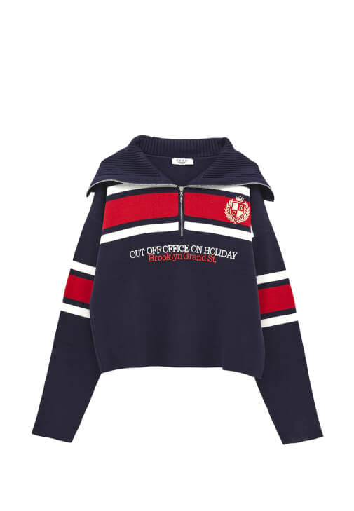 Fermuarlı Kazak ve Barrel-Fit Denim Kombini