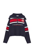 Bayan Çok Renkli Polo Yaka Fermuarlı Kazak