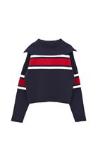 Bayan Çok Renkli Polo Yaka Fermuarlı Kazak