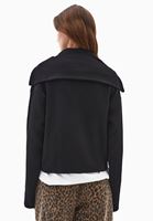 Bayan Siyah Fermuarlı Polo Yaka Kazak