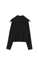 Bayan Siyah Fermuarlı Polo Yaka Kazak