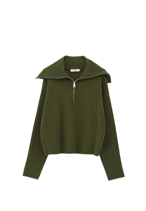 Fermuarlı Kazak ve Yüksek Bel Denim Kombini