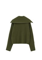 Bayan Yeşil Fermuarlı Polo Yaka Kazak