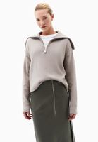 Bayan Kum Beji Fermuarlı Polo Yaka Kazak