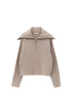 Bayan Kum Beji Fermuarlı Polo Yaka Kazak