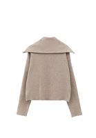 Bayan Kum Beji Fermuarlı Polo Yaka Kazak