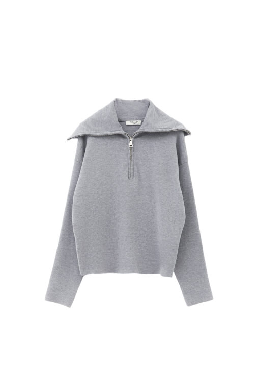 Polo Yaka Kazak ve Wide-Leg Kumaş Pantolon Kombini