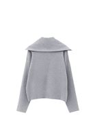 Bayan Gri Fermuarlı Polo Yaka Kazak